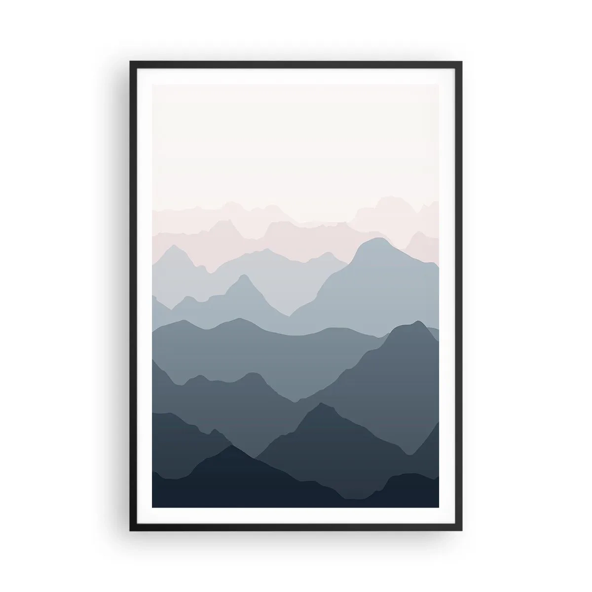 Pôster com moldura preta - Ondas de montanha - 70x100 cm