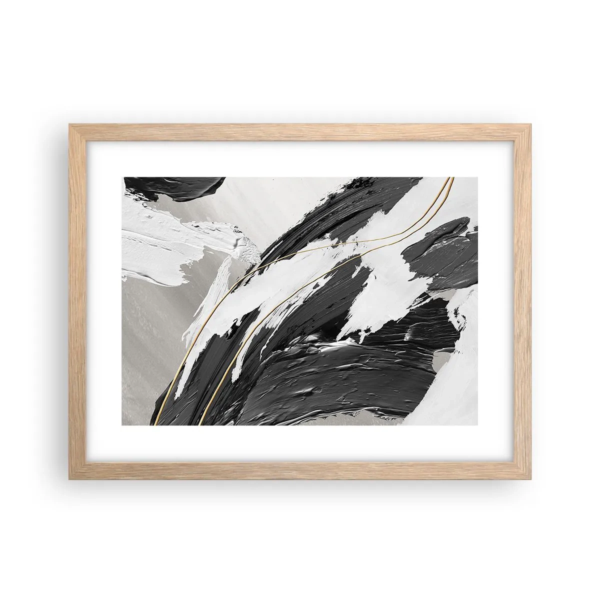 Pôster com moldura de carvalho claro - Abstração em grande escala - 40x30 cm