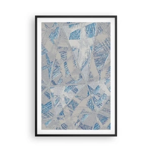 Pôster com moldura preta - Em um labirinto azul e cinza - 61x91 cm