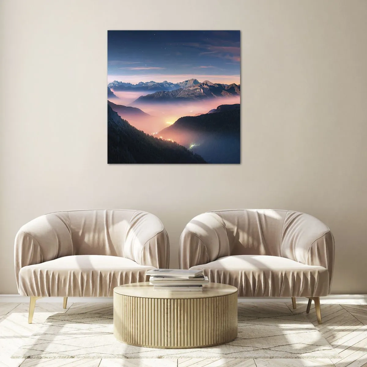 Quadro em vidro - Luz nos vales - 30x30 cm