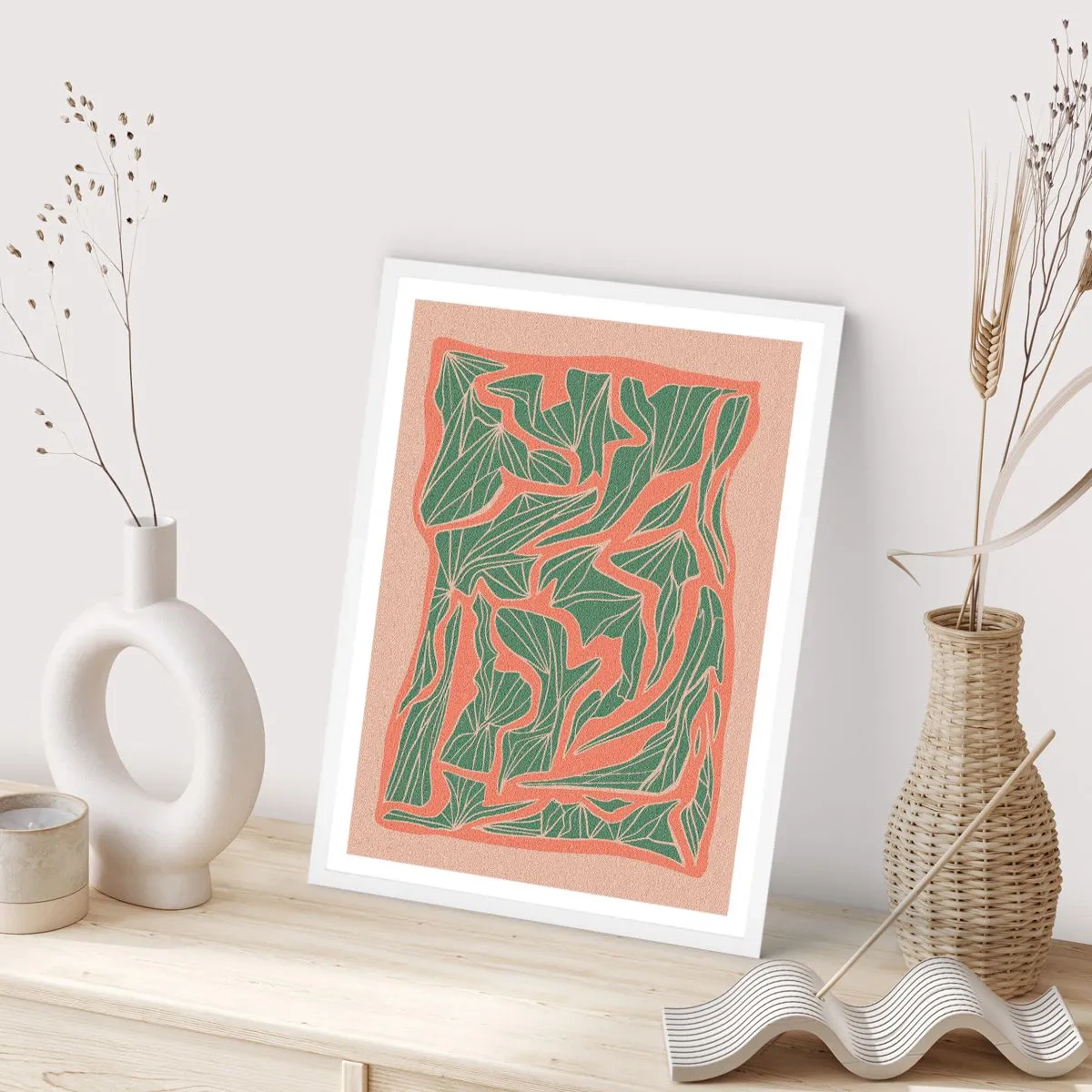 Pôster em moldura branca - A luta entre coral e vegetação - 30x40 cm