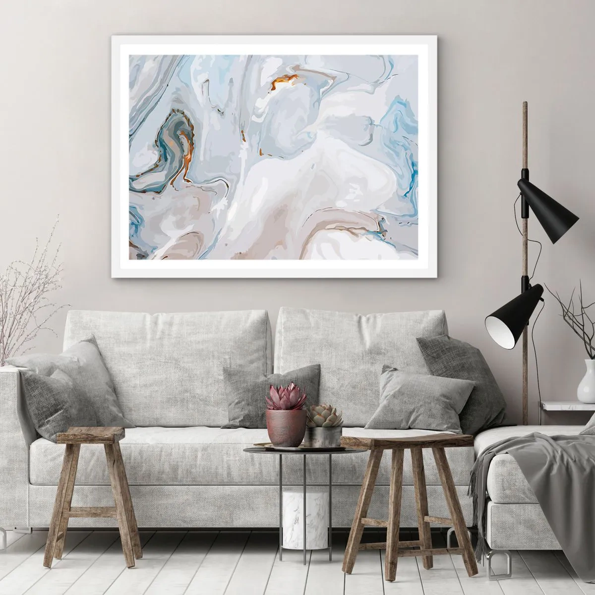 Pôster em moldura branca - Branco elevado - 100x70 cm