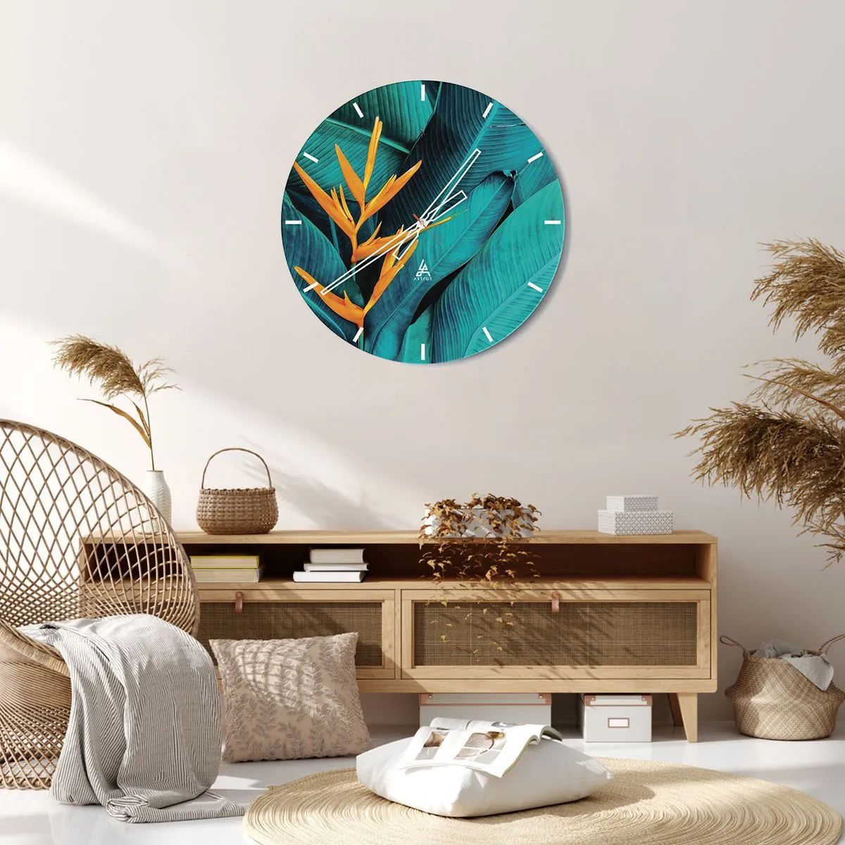 Relógio de parede - Relógio em vidro - Flor do Éden - 30x30 cm