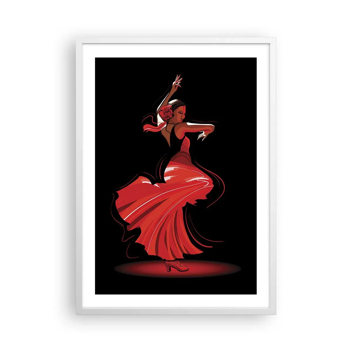 Pôster em moldura branca - O espírito ardente do flamenco - 50x70 cm
