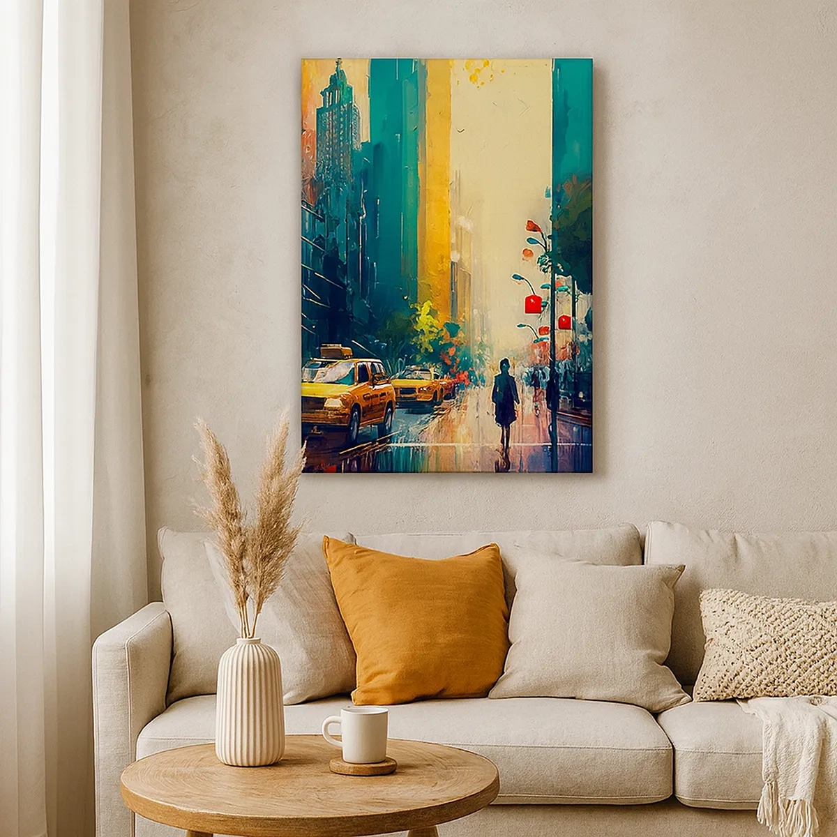 Quadro em tela - Nova York – até a chuva é colorida aqui - 50x70 cm