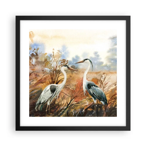 Pôster com moldura preta - Para onde ir no outono? - 40x40 cm