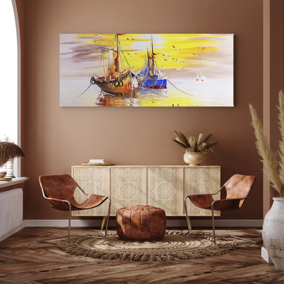 Quadro em tela - Um merecido descanso no porto - 100x40 cm