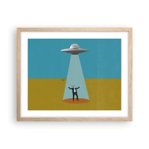 Pôster com moldura de carvalho claro - Encontro próximo - 50x40 cm