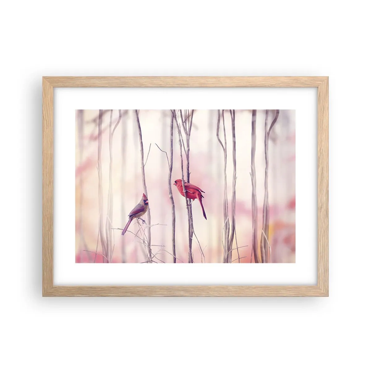 Pôster com moldura de carvalho claro - O Conto da floresta rosa - 40x30 cm