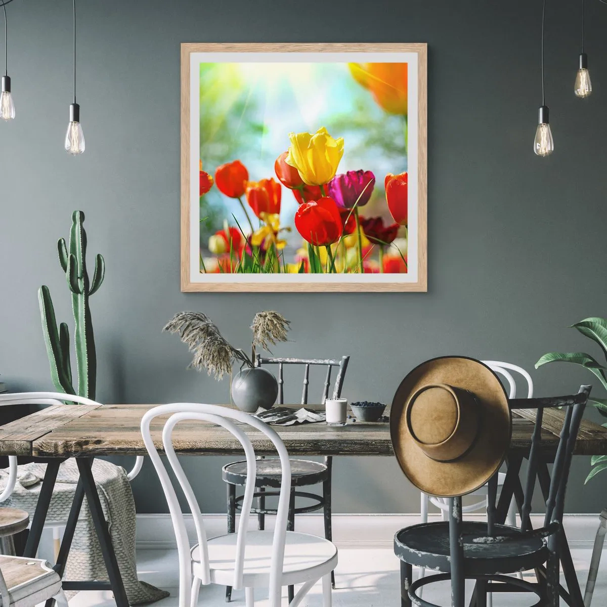 Pôster com moldura de carvalho claro - Todas as cores do sol - 50x50 cm