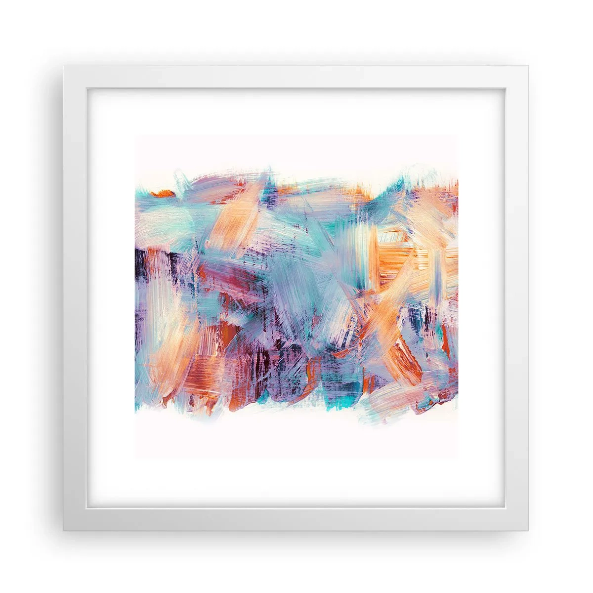 Pôster em moldura branca - Uma bagunça colorida - 30x30 cm