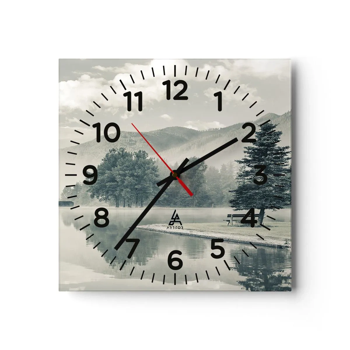 Relógio de parede - Relógio em vidro - O lago ainda está a dormir - 30x30 cm