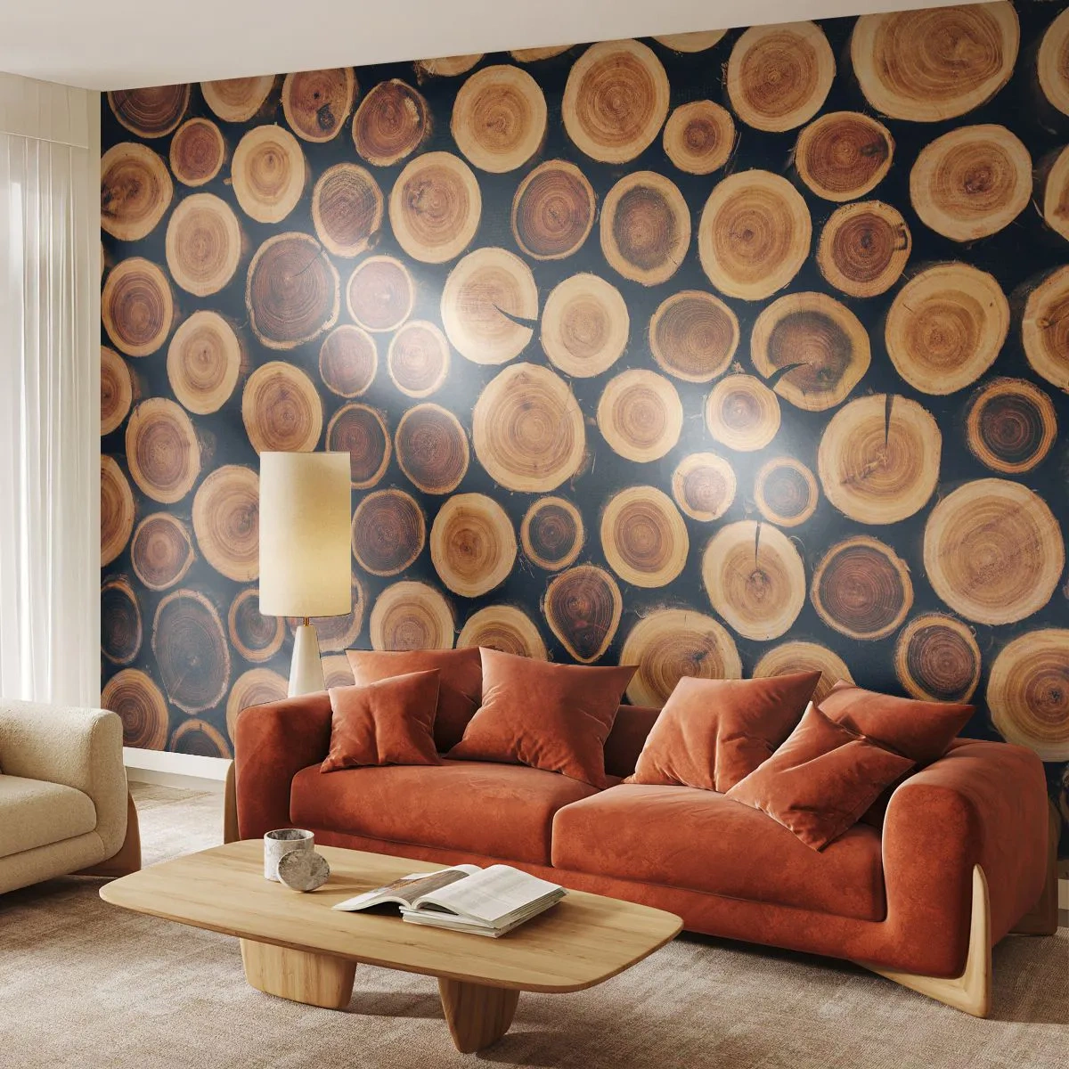 Papel de Parede Premium Canvas - Que idade pareço ter? - Tronco de árvore, Floresta, Pedaço - 350x256 cm