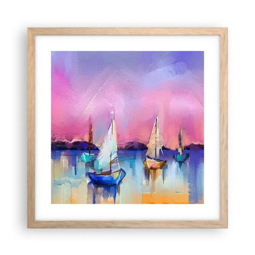 Pôster com moldura de carvalho claro - Direção: águas largas - 40x40 cm