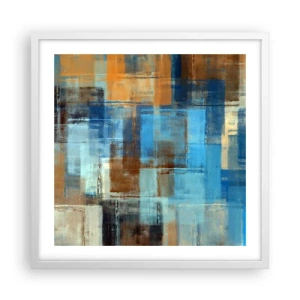 Pôster em moldura branca - Através da cortina azul - 50x50 cm