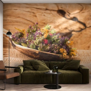 Papel de parede personalizado Adesivo Deluxe Sticker - Flores coloridas e ervas aromáticas - Natureza, Ervas secas, Cozinha
