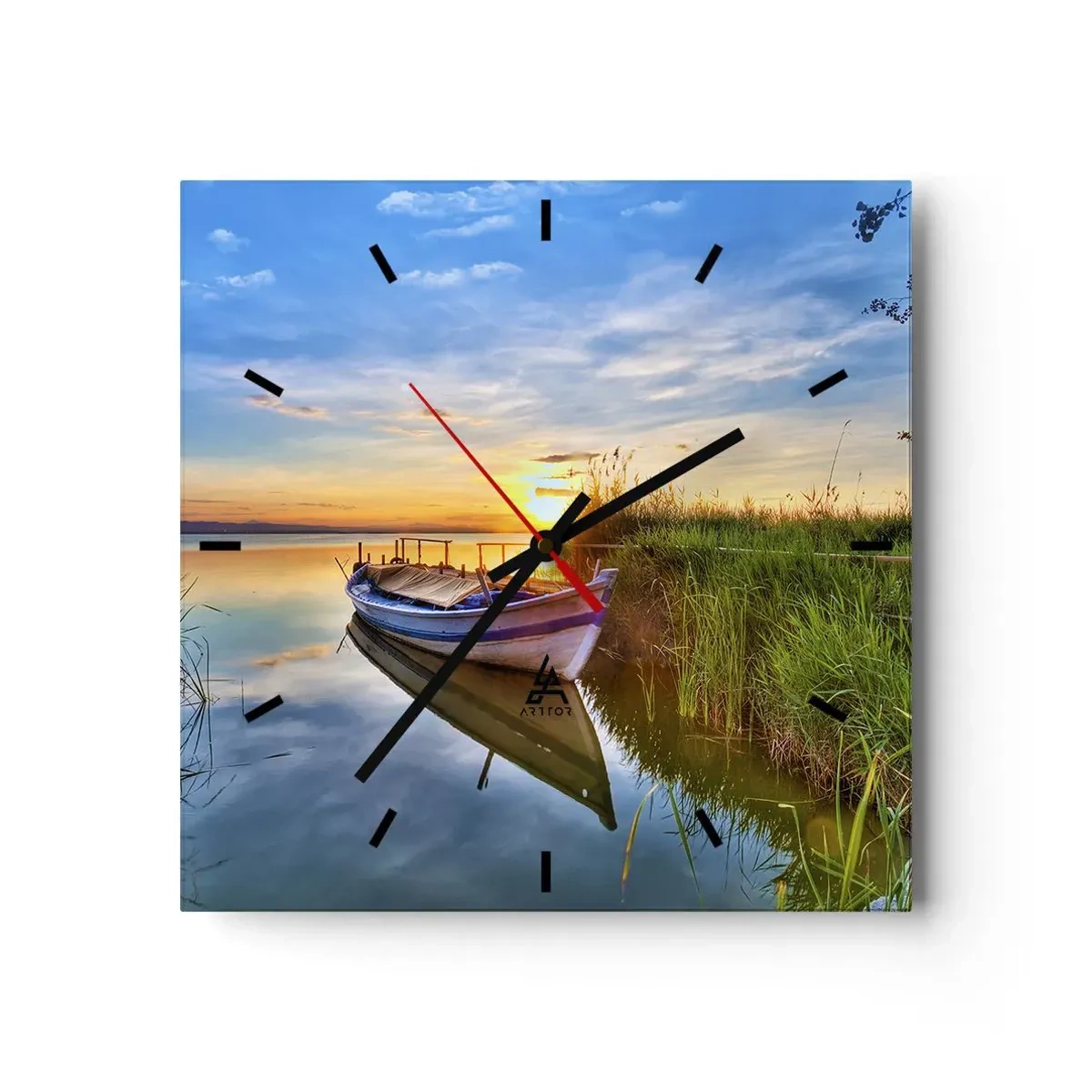 Relógio de parede - Relógio em vidro - Enseada de sonhos realizados - 40x40 cm