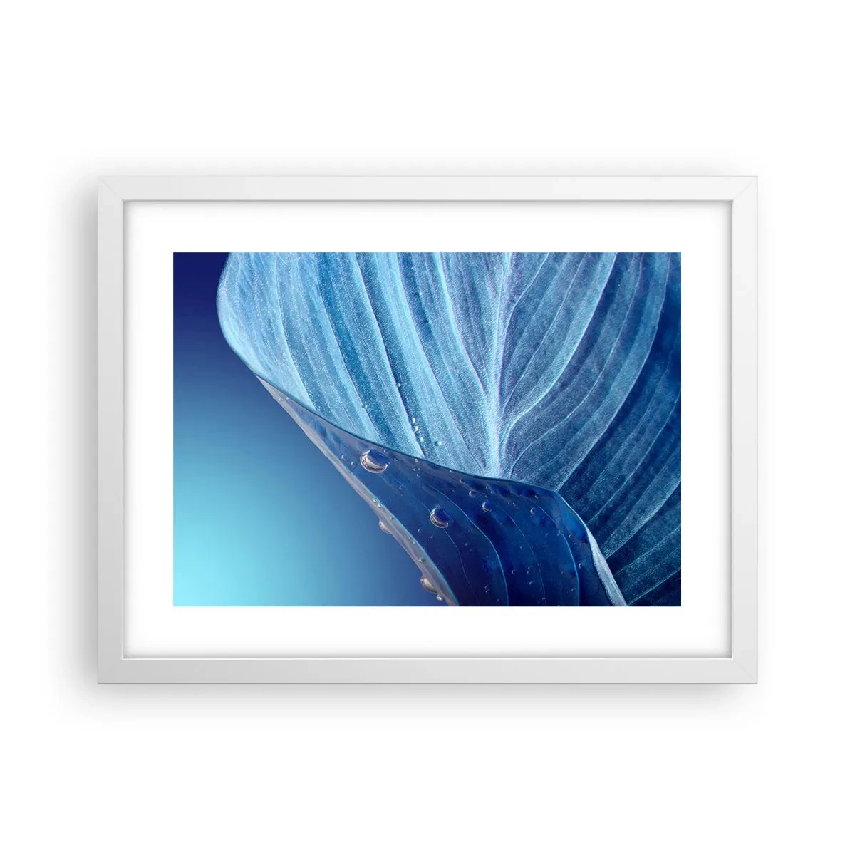 Pôster em moldura branca - Gotas escondidas no azul - 40x30 cm