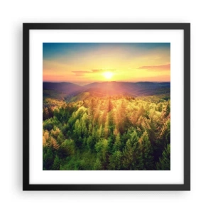 Pôster com moldura preta - Picos e cumes - 40x40 cm