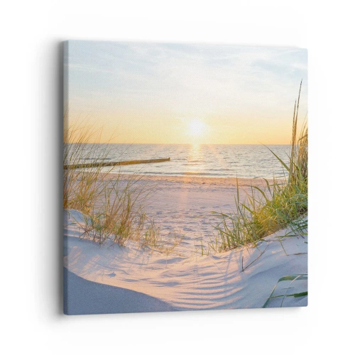 Quadro em tela - O som do mar, o canto dos pássaros, a praia selvagem entre a relva... - 40x40 cm