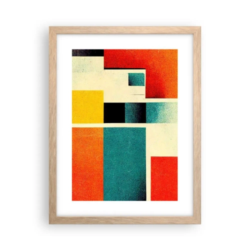 Pôster com moldura de carvalho claro - Abstração geométrica – boa energia - 30x40 cm