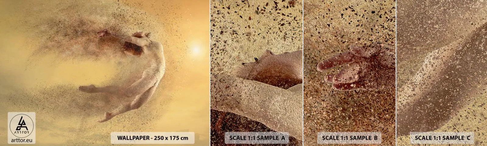 Amostra de papel de parede Premium Sand - Na exultação da dança - Abstração, Mulher, Gráficos - 100x30 cm