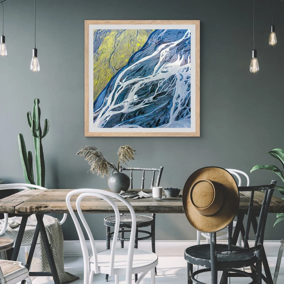 Pôster com moldura de carvalho claro - Pinturas rupestres da natureza - 40x40 cm