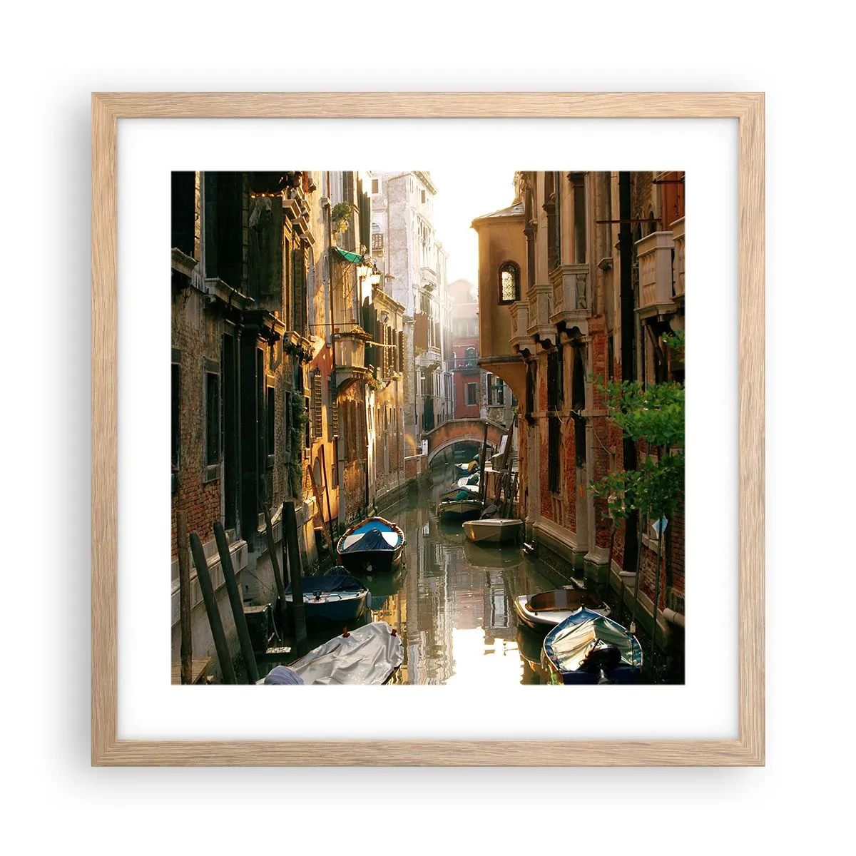 Pôster com moldura de carvalho claro - Em um beco veneziano - 40x40 cm