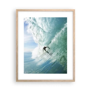 Pôster com moldura de carvalho claro - Na crista da onda - 40x50 cm