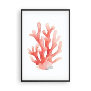 Pôster com moldura preta - Coral de cor coral - 61x91 cm