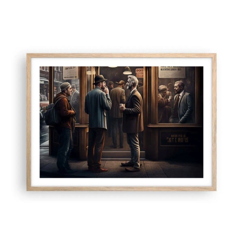 Pôster com moldura de carvalho claro - Boa hora do dia - 70x50 cm