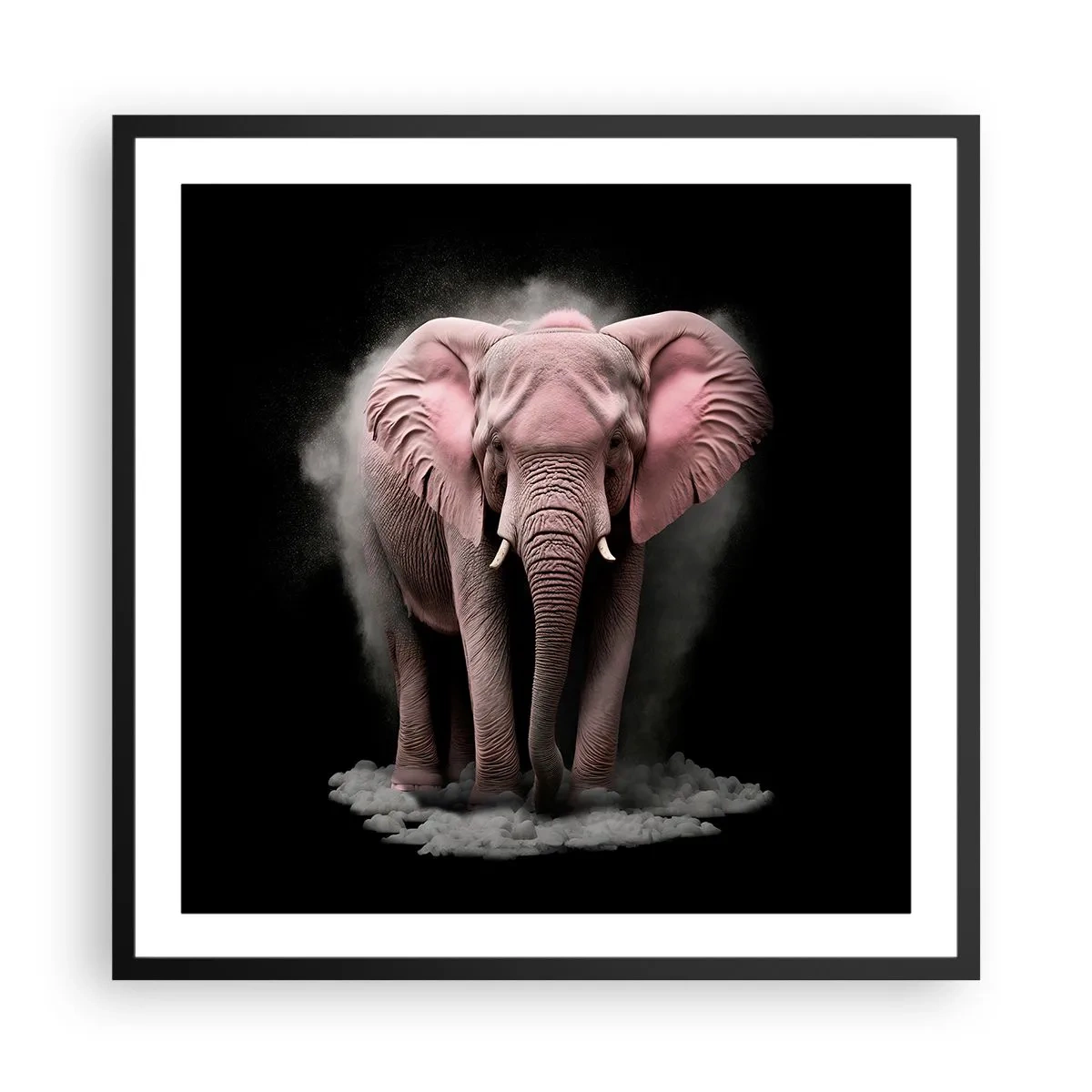 Pôster com moldura preta - Não pense em um elefante rosa! - 60x60 cm