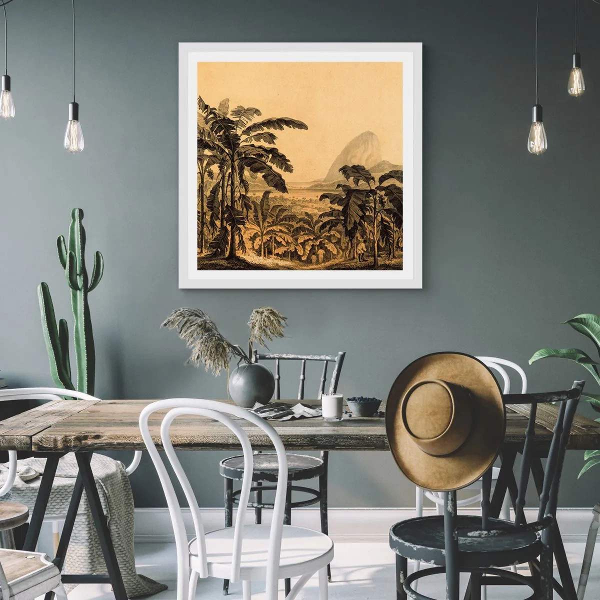 Pôster em moldura branca - num clima colonial - 60x60 cm