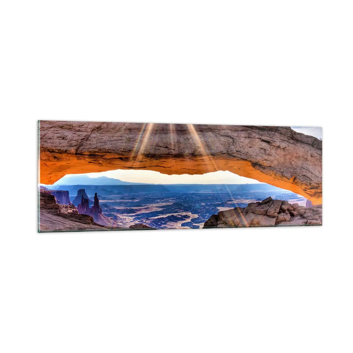Quadro em vidro - Através do portão de pedra - 90x30 cm