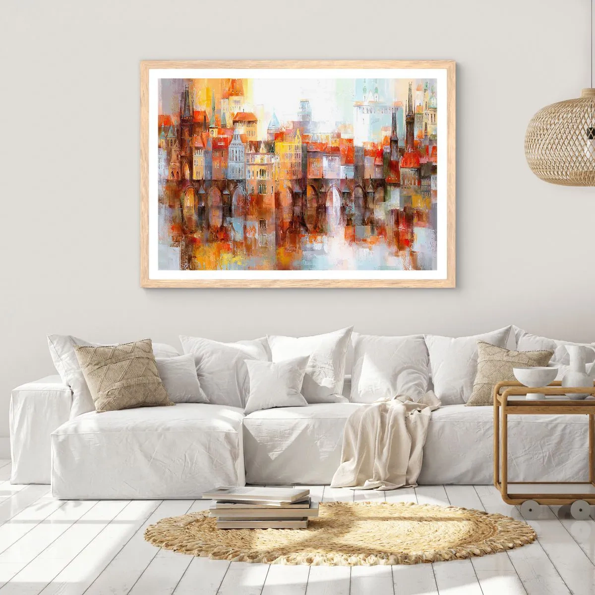 Pôster com moldura de carvalho claro - Debaixo da ponte também é bonito - 40x30 cm