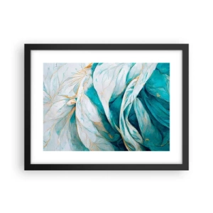 Pôster com moldura preta - Abstração azul com lema dourado - 40x30 cm