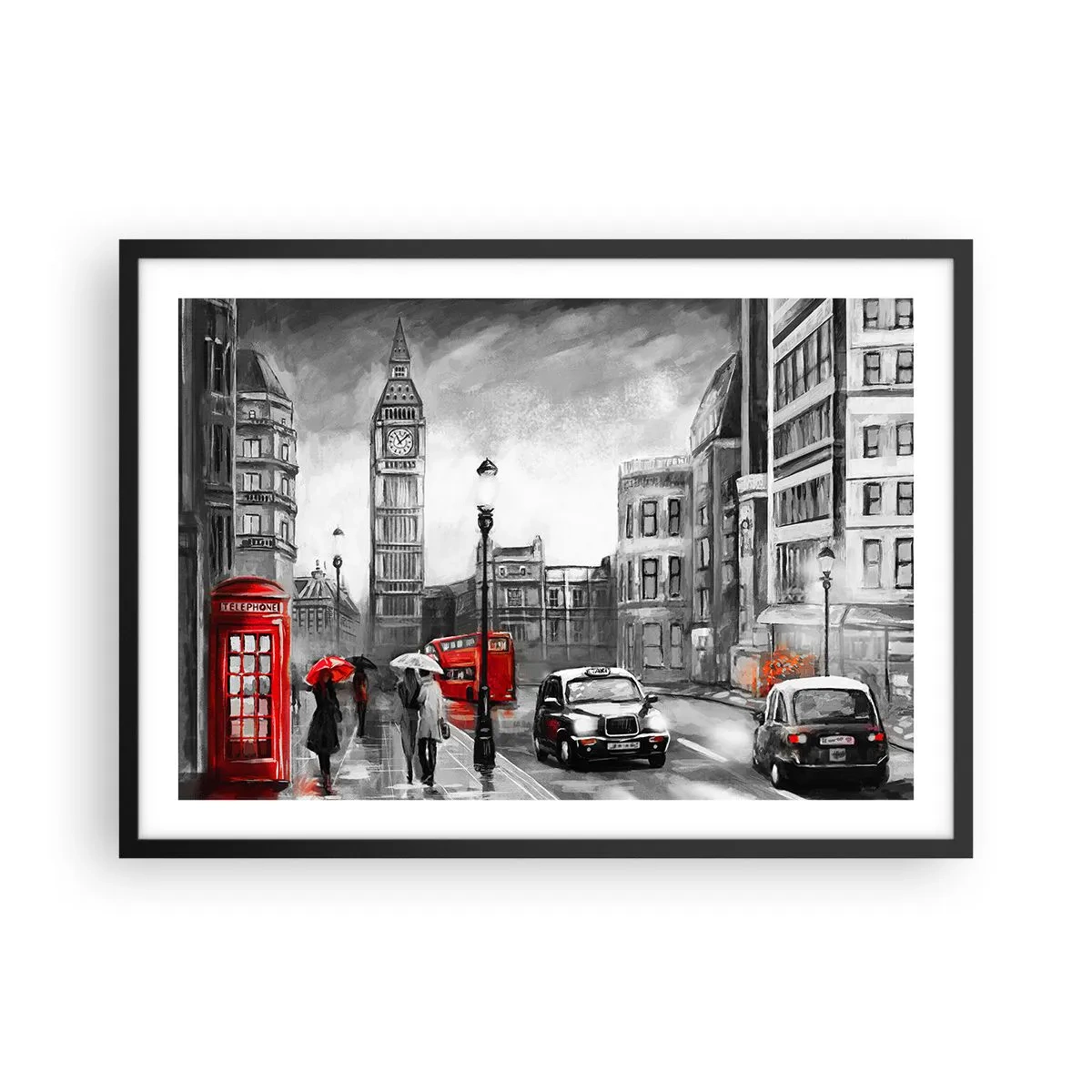 Pôster com moldura preta - Não é uma cidade cinzenta - 70x50 cm