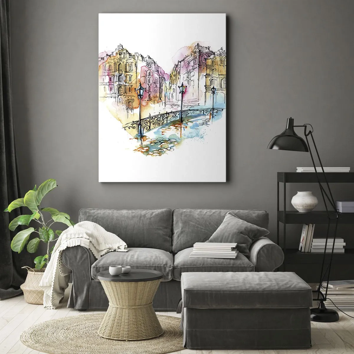 Quadro em tela - O coração da cidade - 65x120 cm