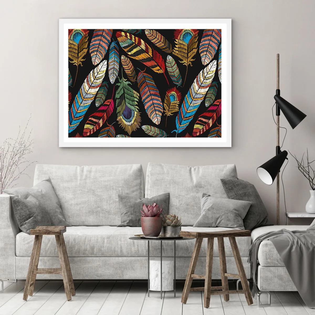 Pôster em moldura branca - O carnaval dos pássaros - 70x50 cm