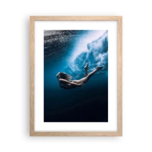 Pôster com moldura de carvalho claro - Sereia moderna - 30x40 cm