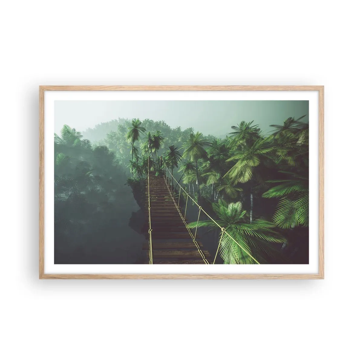 Pôster com moldura de carvalho claro - Sobre o verde fervente - 91x61 cm