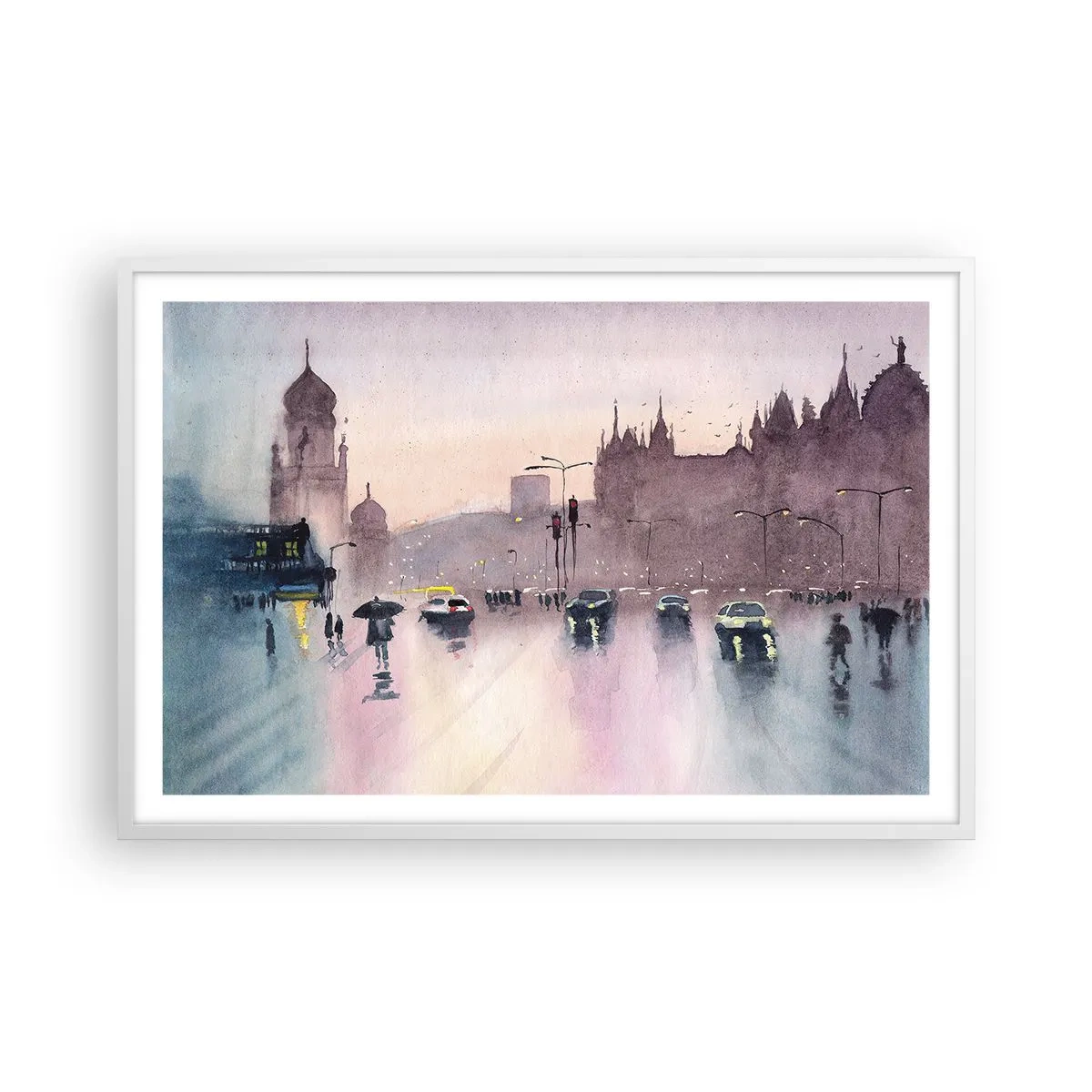 Pôster em moldura branca - Na névoa chuvosa - 91x61 cm