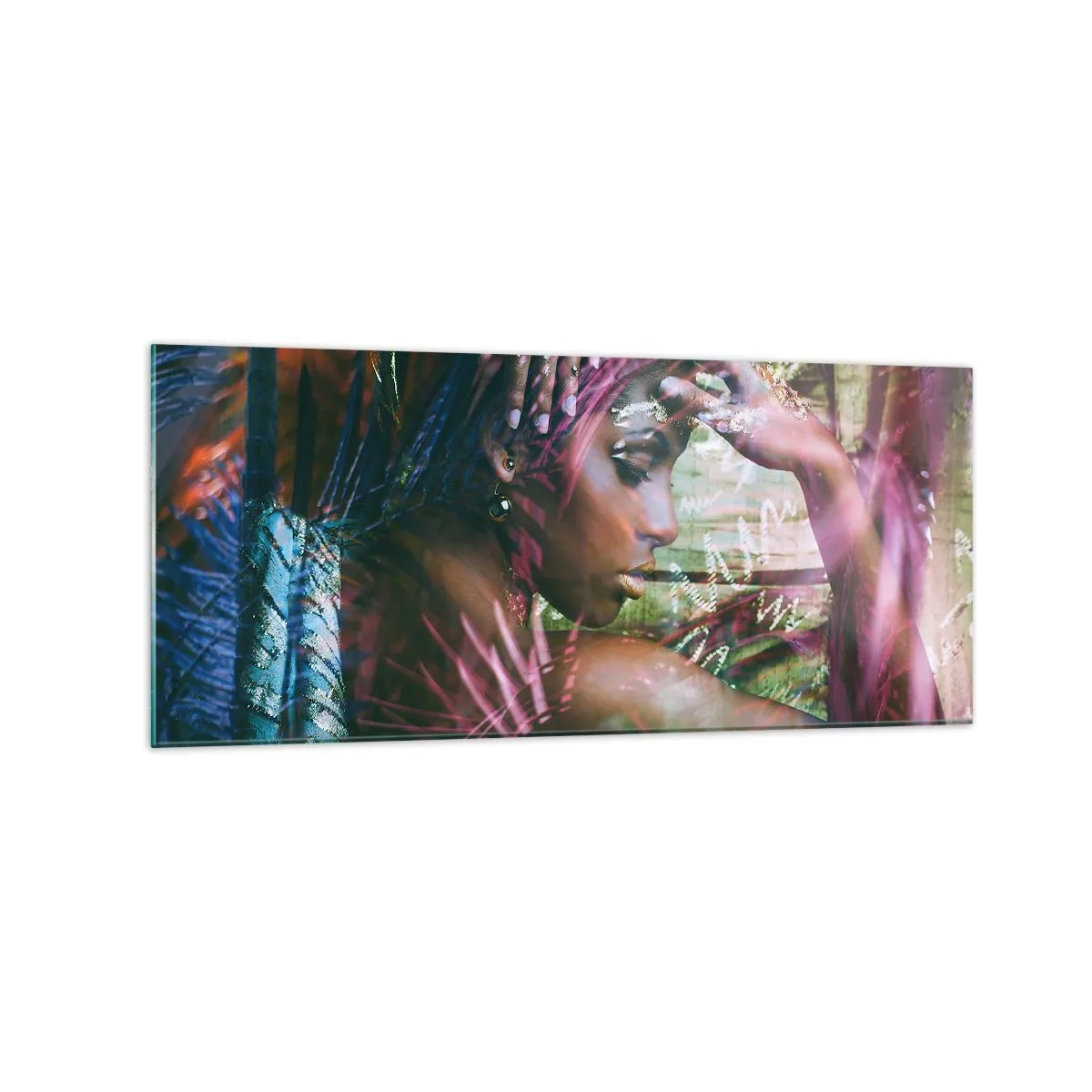 Quadro em vidro - Mãe Natureza na selva - 120x50 cm