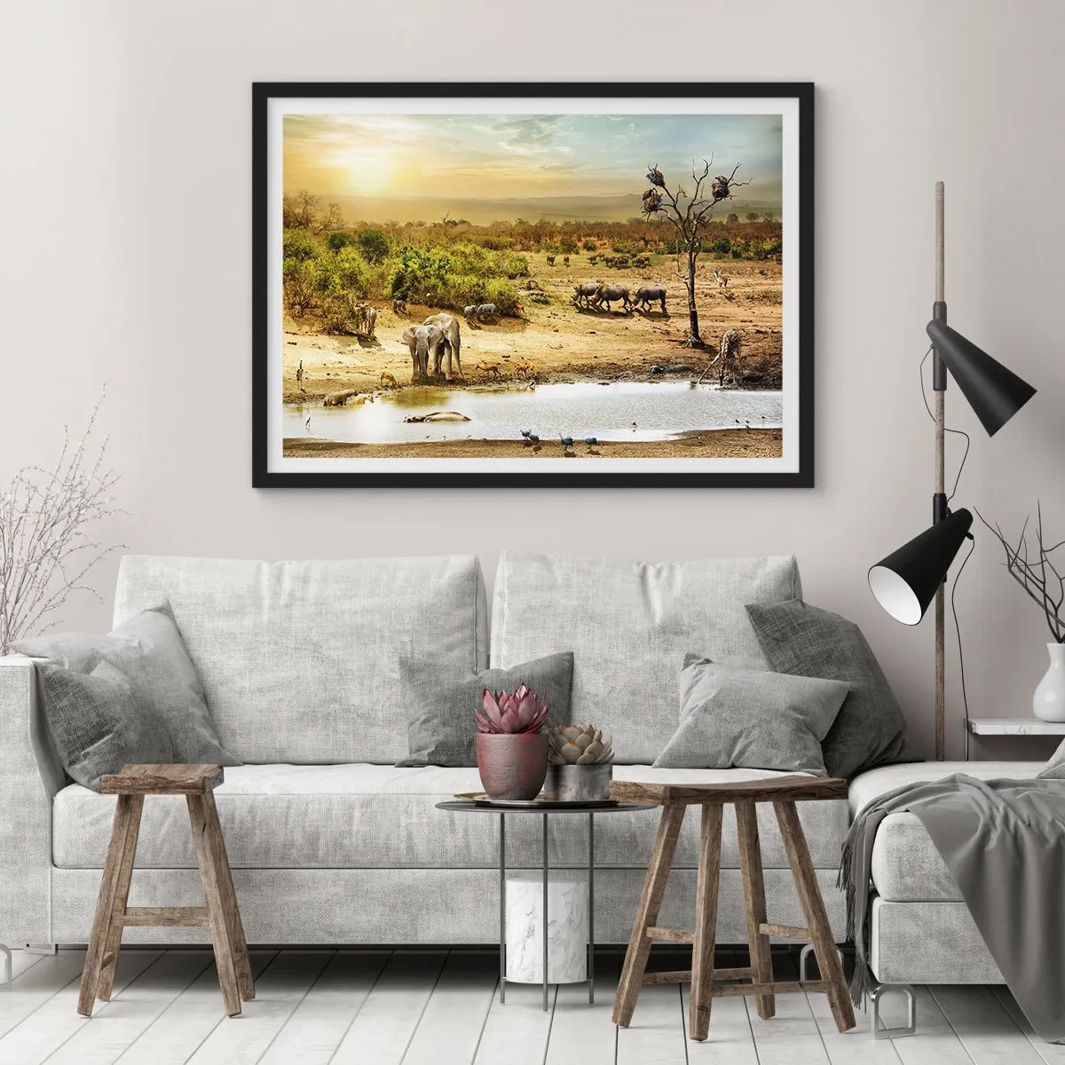 Pôster com moldura preta - Um rio corria no Éden... - 50x40 cm