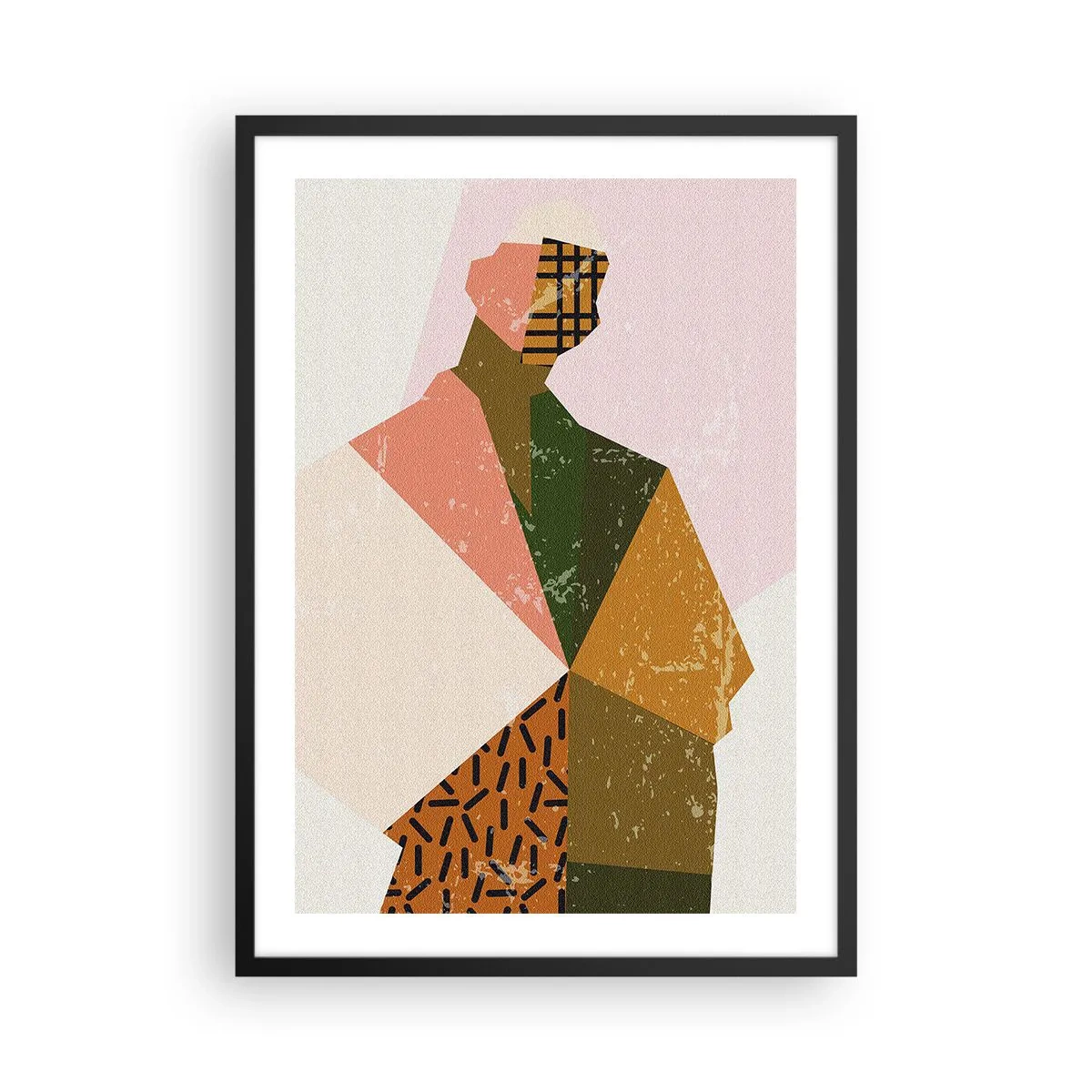 Pôster com moldura preta - Silhueta abstrata em formas geométricas - 50x70cm - Homem – um ser complexo - Decoração de parede moderna para a sala de estar e quarto ARTTOR