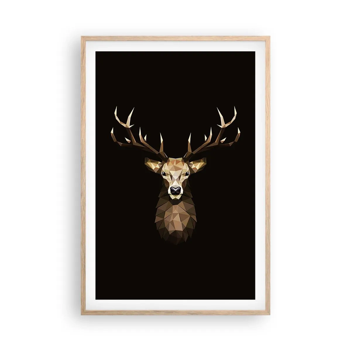 Pôster com moldura de carvalho claro - Veado cubista - 61x91 cm