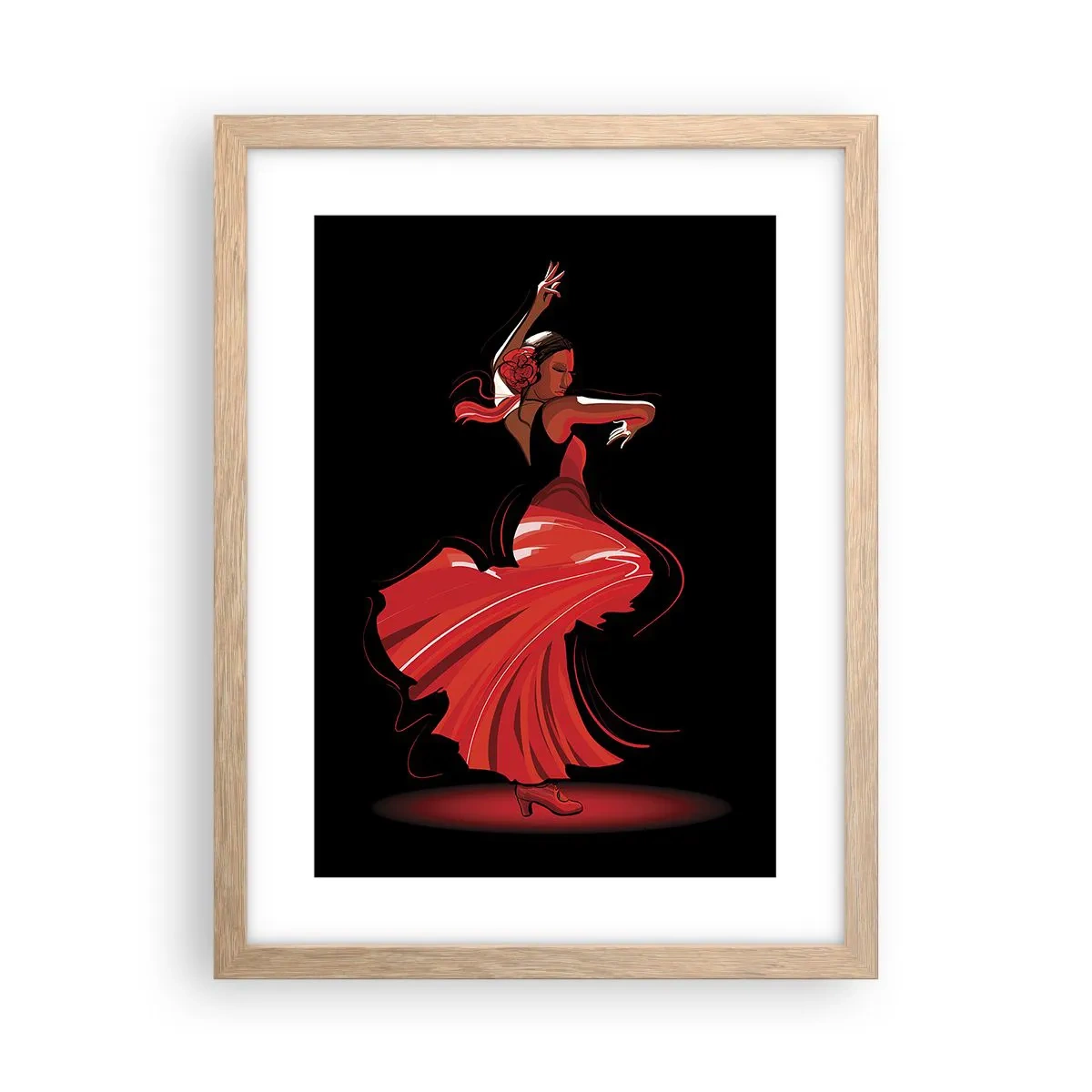 Pôster com moldura de carvalho claro - O espírito ardente do flamenco - 30x40 cm