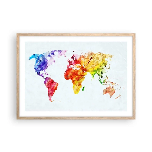 Pôster com moldura de carvalho claro - Todas as cores do mundo - 70x50 cm
