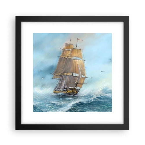 Pôster com moldura preta - Correndo sobre as ondas - 30x30 cm