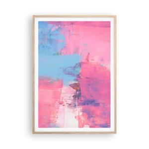Pôster com moldura de carvalho claro - Rosa, azul e uma pitada de luz - 70x100 cm
